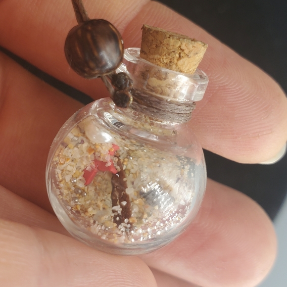 Sand in a Bottle Necklace, Pyrimad Earring and Earcuff 3 Piece Set - Picture 4 of 10